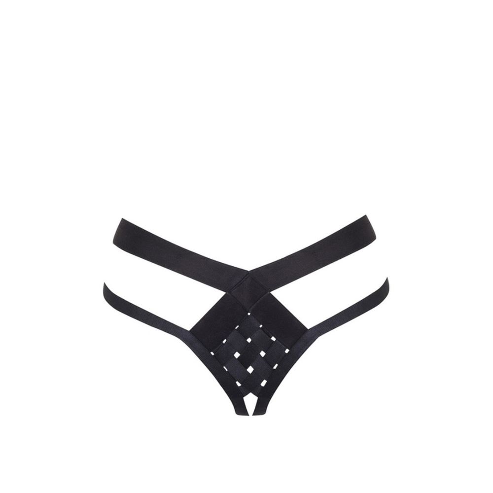 Black Strappy Lattice Thong